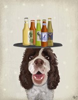 Springer Spaniel Brown White Beer Lover Fine Art Print