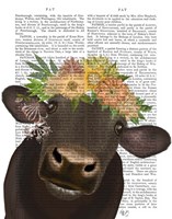 Cow with Flower Crown 1 Book Print Fine Art Print