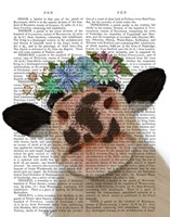 Cow with Flower Crown 2 Book Print Fine Art Print