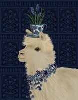 Llama Teacup and Blue Flowers Fine Art Print