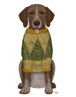 Christmas Des - Mutt in Yellow Christmas Sweater Fine Art Print