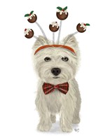 Christmas Des - Westie and Christmas Puds Fine Art Print