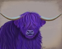 Highland Cow 5, Purple, Portrait Fine Art Print