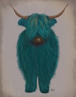 Highland Cow 3, Turquoise, Full Fine Art Print