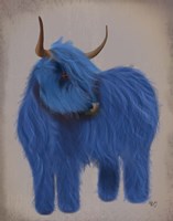 Highland Cow 2, Blue, Full Fine Art Print