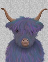 Highland Cow 7, Purple, Portrait Fine Art Print