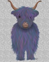 Highland Cow 7, Purple, Full Fine Art Print