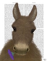 Donkey Purple Flower Book Print Fine Art Print