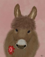 Donkey Red Flower Fine Art Print