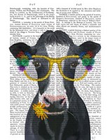 Cow and Flower Glasses Book Print Fine Art Print
