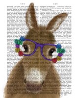 Donkey Purple Flower Glasses Book Print Fine Art Print