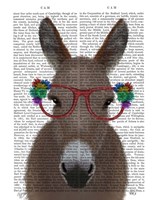 Donkey Red Flower Glasses Book Print Fine Art Print