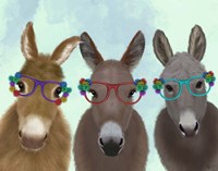 Donkey Trio Flower Glasses Fine Art Print