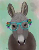 Donkey Turquoise Flower Glasses Fine Art Print