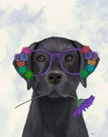 Black Labrador and Flower Glasses Fine Art Print