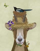 Goat In Straw Hat Fine Art Print