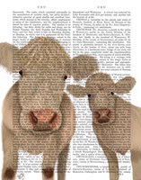 Cow Duo, Cream, Looking at You Book Print Fine Art Print