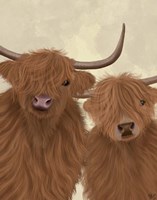 Highland Cow Duo, Looking at You Fine Art Print