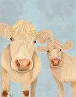 Cow Duo, Cream, Looking at You Fine Art Print