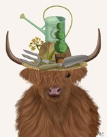 Highland Cow and Gardeners Hat Fine Art Print
