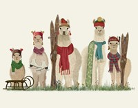 Llama Family Winter Sports Fine Art Print