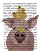 Pig and Ducklings Book Print Fine Art Print