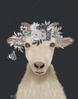 Goat 1, White Flowers Fine Art Print