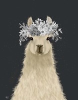 Llama White Flowers Fine Art Print