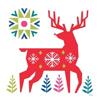 Geometric Holiday Reindeer I Bright Fine Art Print