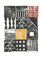 Block Print V Red Yellow Fine Art Print