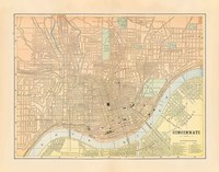 Map of Cincinnati Fine Art Print