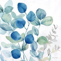 Eucalyptus Leaves Navy I Fine Art Print