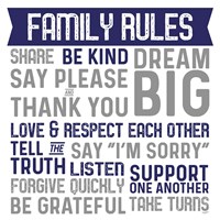 Family Rules II Blue Gray Fine Art Print