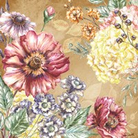 Wildflower Medley Square Gold I Fine Art Print