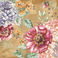 Wildflower Medley Square Gold II Fine Art Print