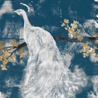 White Peacock on Indigo II Fine Art Print