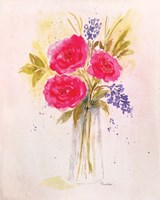 Roses in Clear Vase Fine Art Print