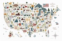 Illustrated USA Warm Fine Art Print