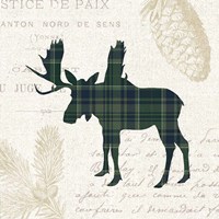 Plaid Lodge IV Navy Green Fine Art Print