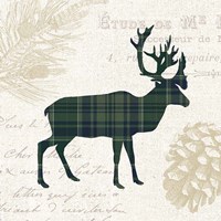 Plaid Lodge I Navy Green Fine Art Print