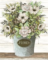 Flores Galvanized Bucket Fine Art Print