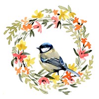 Springtime Wreath & Bird II Fine Art Print