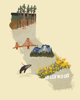 Illustrated State-California Fine Art Print