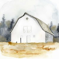 White Barn Watercolor III Fine Art Print