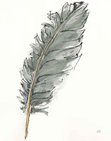 Gold Feathers VII Green Fine Art Print