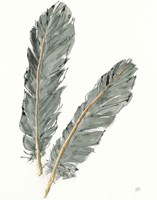 Gold Feathers IV on Grey Fine Art Print