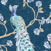 Peacock Allegory III Blue v2 Fine Art Print