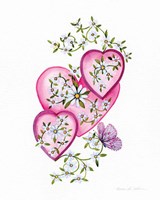 Hearts and Flowers I Fine Art Print