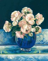 Peonies in Cobalt Vase No Fruit Fine Art Print