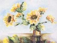 Sunflowers on Golden Vase Fine Art Print